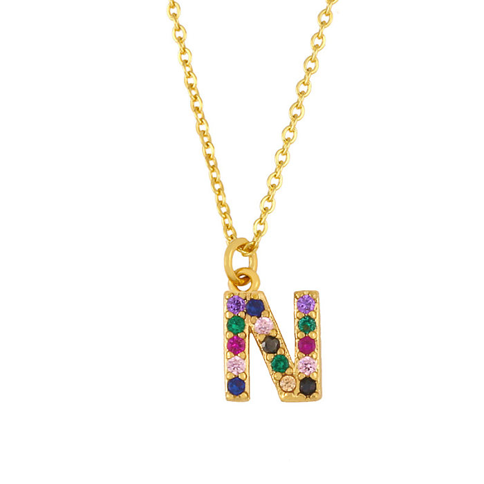 Fashion Micro-inlaid Color Zircon 26 Letter Pendent Necklace