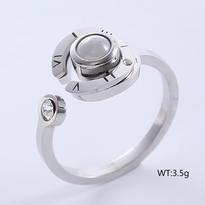Elegant Luxurious Solid Color Stainless Steel Plating Zircon 18K Gold Plated Rose Gold Plated Rings