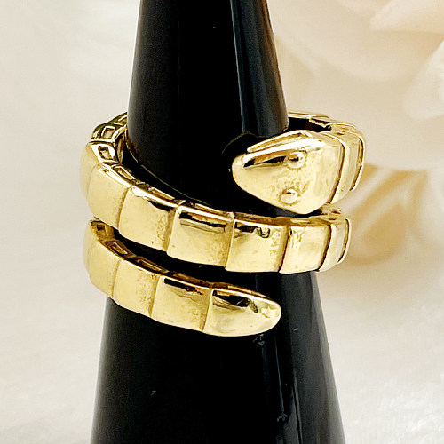 Retro Exaggerated Square Snake Stainless Steel Metal Layered Plating Gold Plated Rings