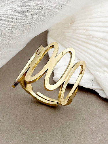 Basic Solid Color Stainless Steel Gold Plated Open Ring In Bulk