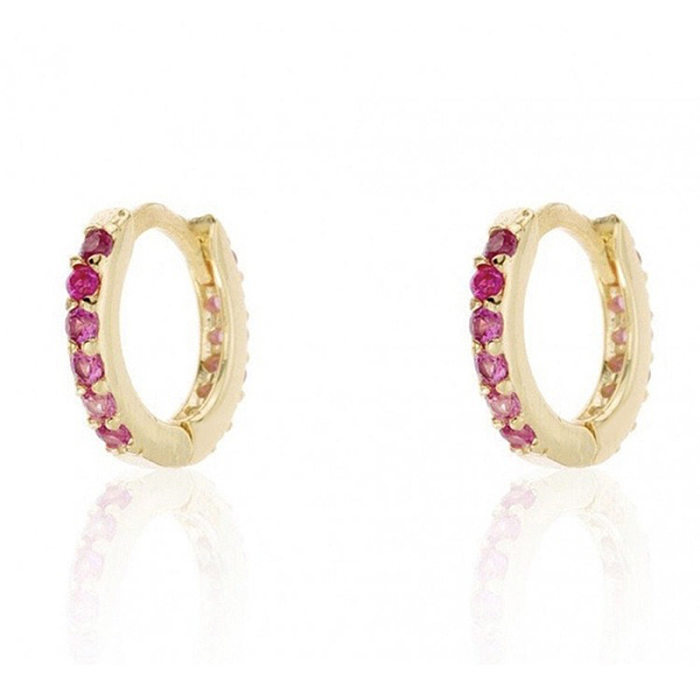 1 Pair Casual Simple Style Round Plating Inlay Copper Zircon Gold Plated Silver Plated Earrings