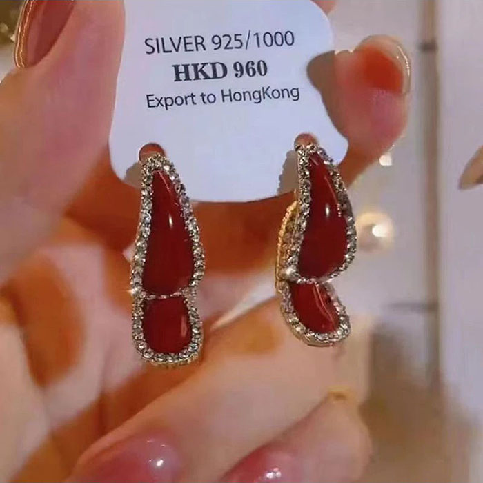 1 Pair Simple Style Solid Color Inlay Copper Zircon Earrings