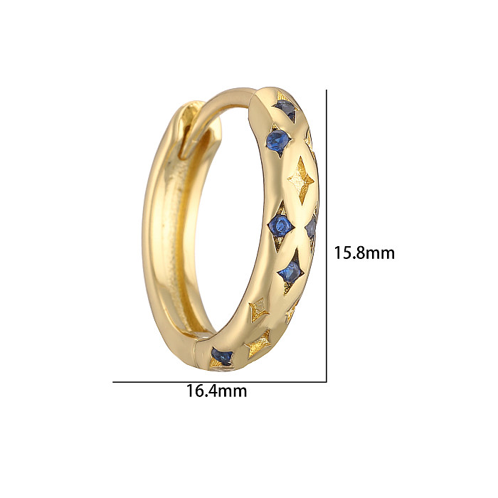 1 Pair Elegant Simple Style Pentagram Star Rhombus Plating Inlay Copper Zircon 18K Gold Plated Hoop Earrings