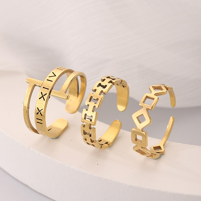 Streetwear Letter Stainless Steel Plating 18K Gold Plated Open Rings
