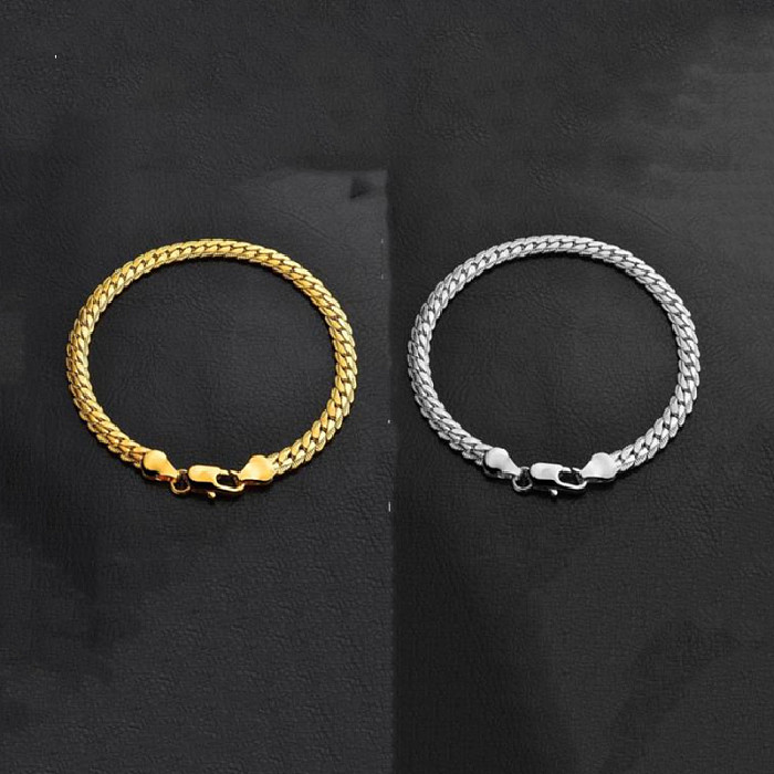 Bracelets plaqués argent plaqués or et cuivre de couleur unie de style simple