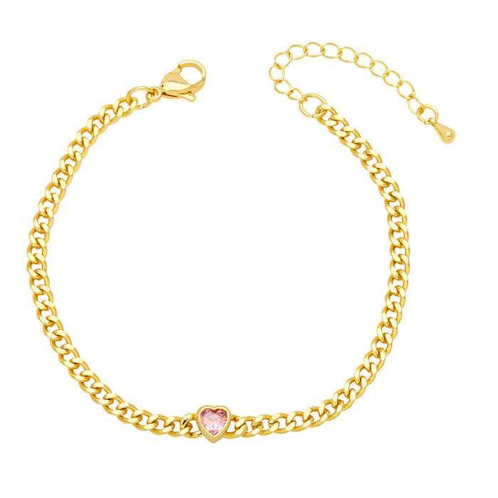 Fashion Heart Shape Copper Bracelets Inlay Zircon Copper Bracelets