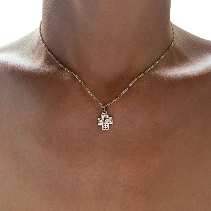 Rock Simple Style Cross Copper Plating Pendant Necklace