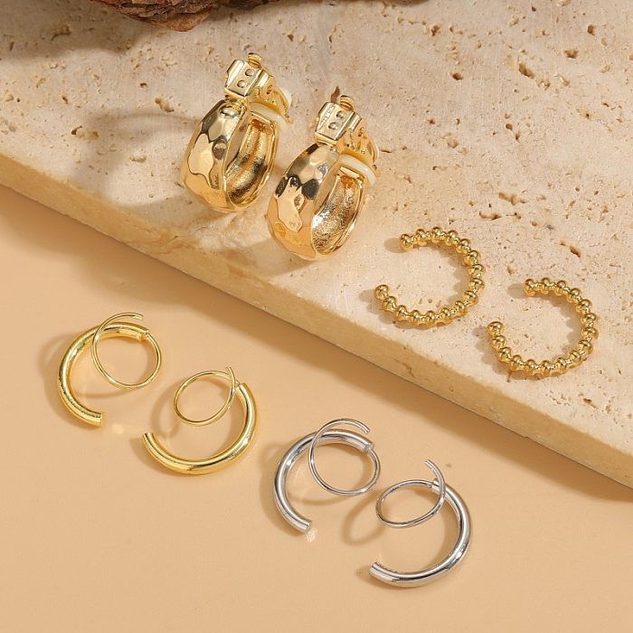 1 Pair Elegant Solid Color Plating Copper 14K Gold Plated White Gold Plated Earrings