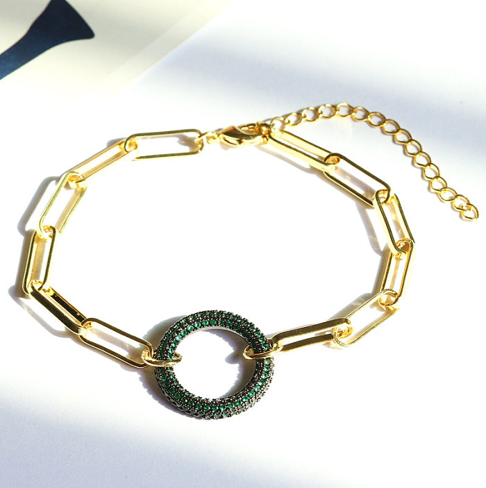 Collier de Bracelets pour femmes en Zircon avec incrustation de cuivre de couleur unie de Style Simple
