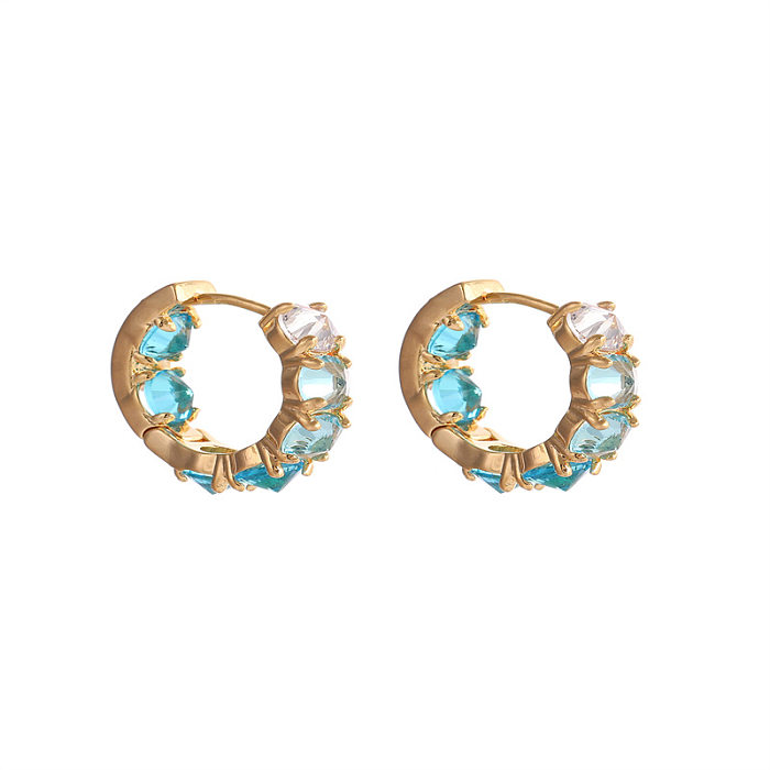 1 Pair Sweet Geometric Plating Inlay Copper Artificial Gemstones Earrings