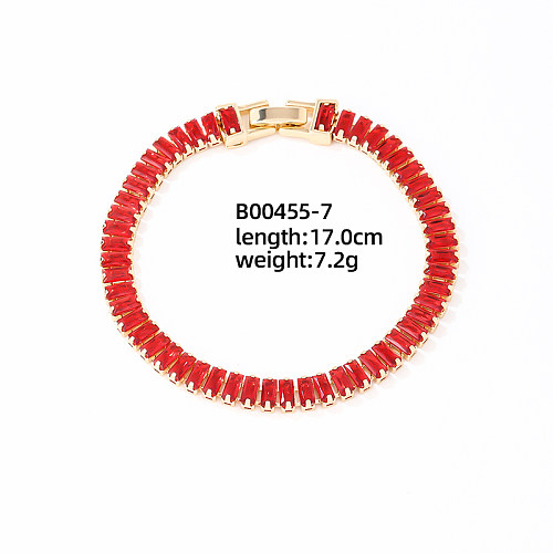 Elegant Glam Luxurious Rectangle Copper Plating Inlay Zircon Gold Plated Bracelets