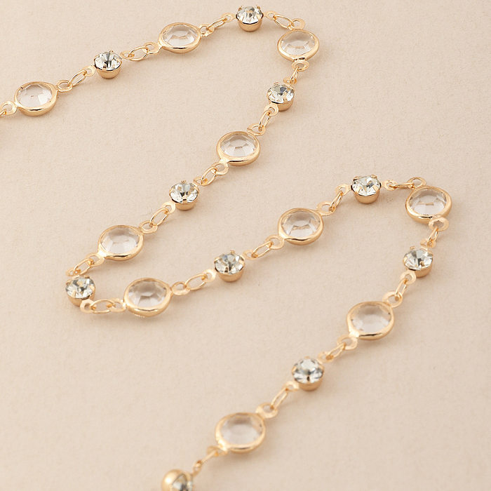 Simple Style Round Copper Inlay Rhinestones Gold Plated Necklace