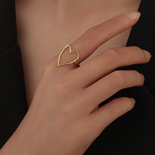 Simple Style Heart Shape Stainless Steel Plating Open Ring 1 Piece