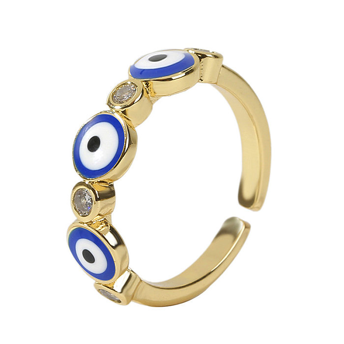 Simple Delicate Dripping Oil Eye Ring Female Trend Opening Ring Jewelry