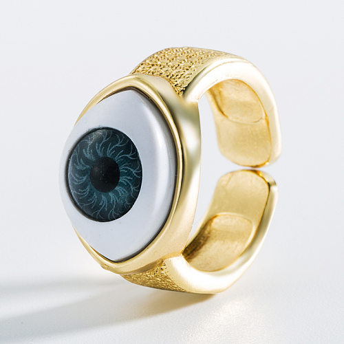 Fashion 18K Copper Oil Dripping Geometric Eye Ring Wholesale jewelry