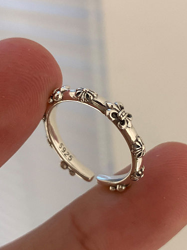 Retro-Blumen-Kupfer-offener Ring, 1 Stück