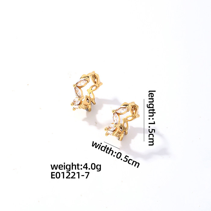 1 Pair Modern Style Simple Style Round Plating Inlay Copper Zircon White Gold Plated Gold Plated Earrings