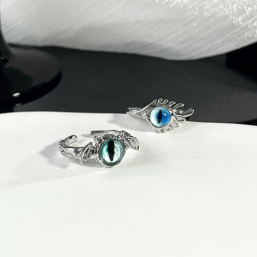 Streetwear Eye Kupfer Inlay Künstliche Edelsteine ​​Offene Ringe