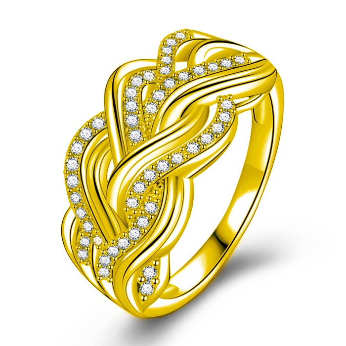 Elegant Retro Geometric Copper Inlay Zircon Rings
