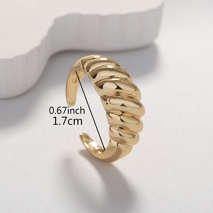 Schlichter offener Ring aus massivem Messing mit vergoldeter Oberfläche, 1 Stück