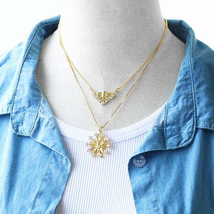 Simple Style Classic Style Streetwear Geometric Copper Plating Inlay Zircon 18K Gold Plated Pendant Necklace