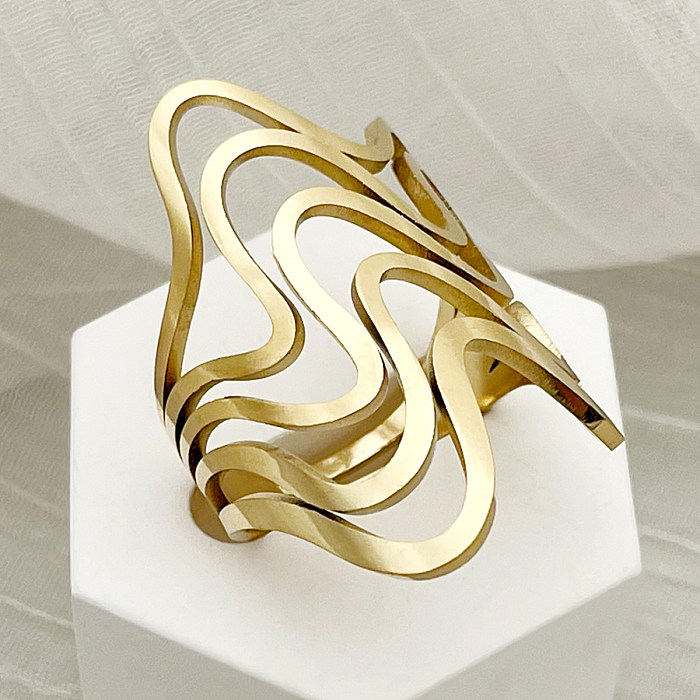 Offener Ring im klassischen Stil aus einfarbigem, vergoldetem Edelstahl in großen Mengen