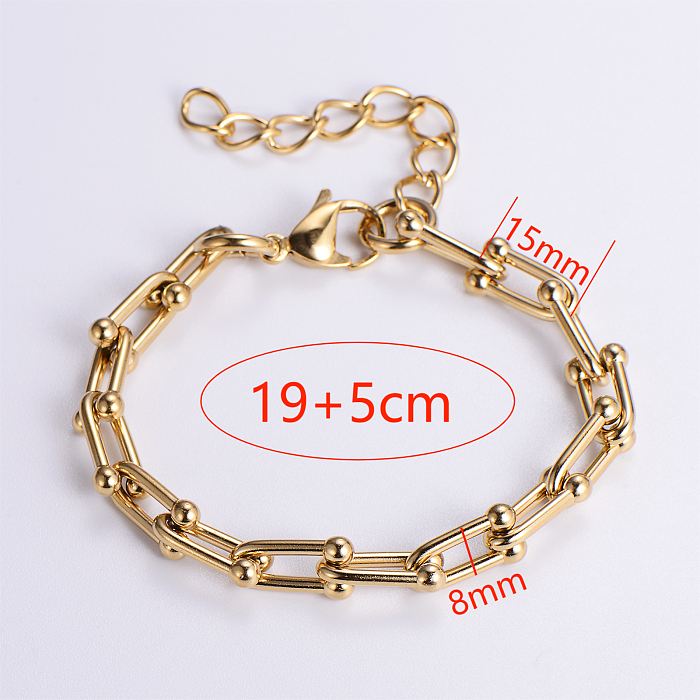 Retro Vacation Solid Color Stainless Steel Plating 18K Gold Plated Bracelets Necklace