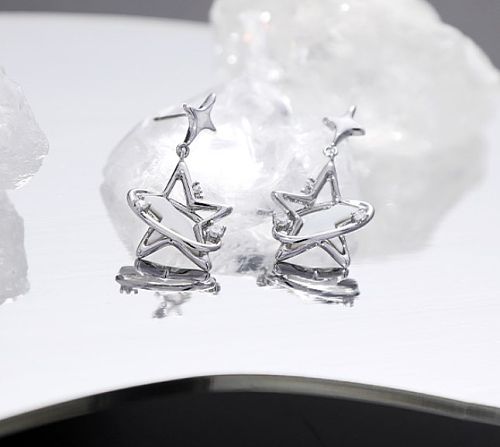 1 Paar originelle Design-Ohrringe mit Stern-Emaille-Beschichtung, Kupfer-Zirkon-Ohrhänger