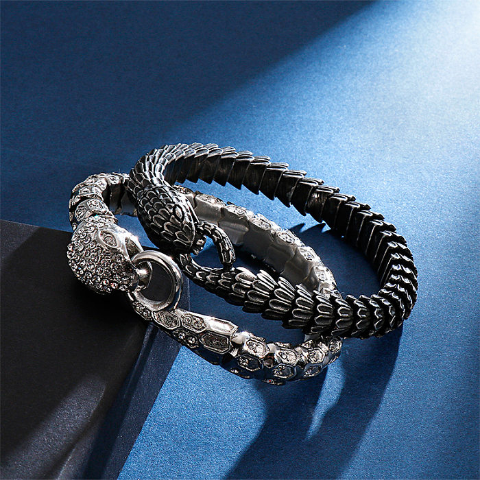 Collier de bracelets en acier inoxydable serpent punk