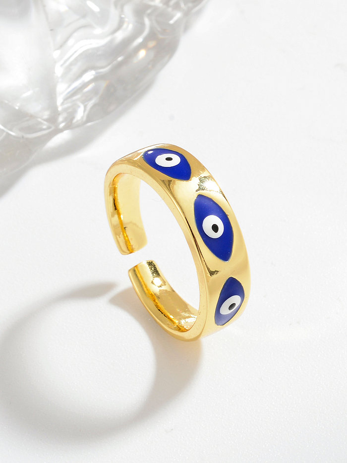 L'émail de cuivre d'oeil du diable de style moderne plaquant les anneaux ouverts plaqués par or 18K