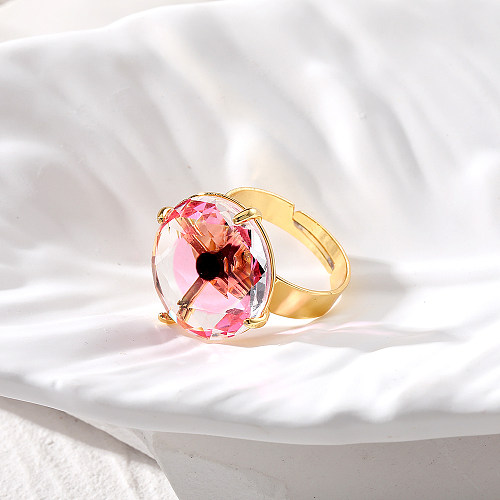 Casual Simple Style Devil'S Eye Copper Inlay Glass Open Rings