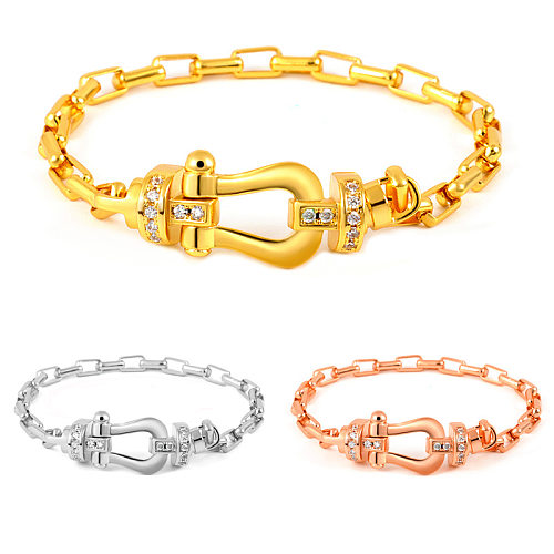 Bracelets de pierres précieuses artificielles avec incrustation de cuivre de couleur unie de style simple