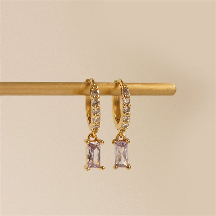 Rectangular Pendant Brass Fashion Earrings Wholesale Jewelry jewelry