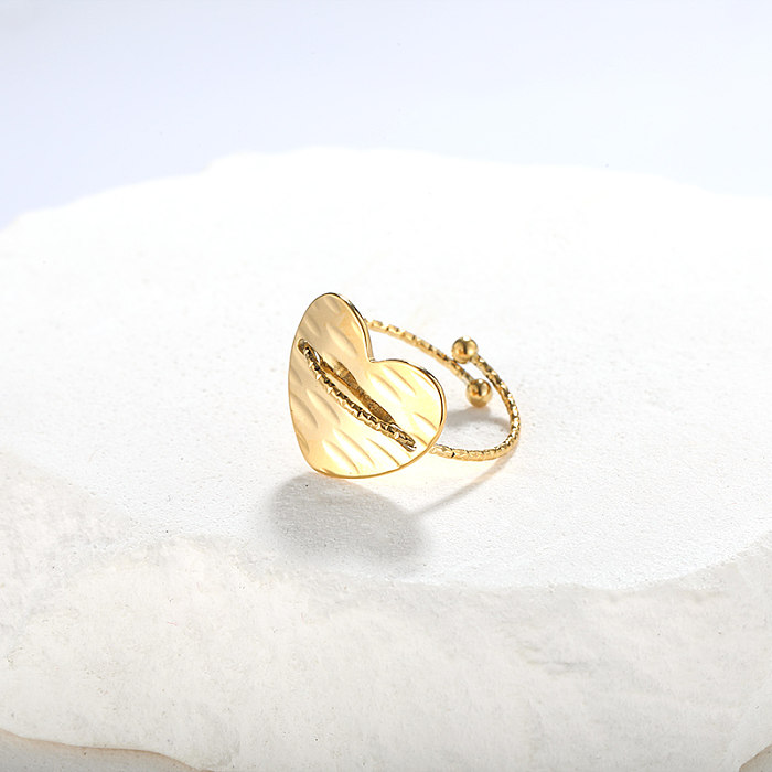 Simple Style Heart Shape Stainless Steel Gold Plated Open Ring In Bulk