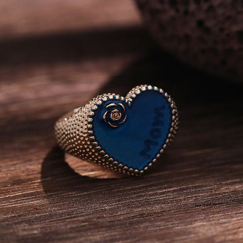 Elegant Lady Letter Heart Shape Copper Open Rings