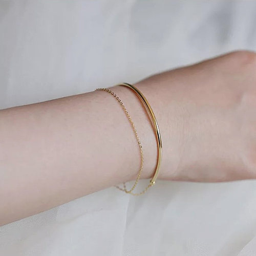 Estilo moderno estilo simples anel duplo banhado a ouro pulseiras banhadas a prata