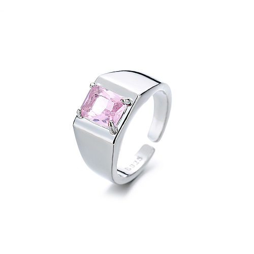 Modern Style Square Copper Inlay Zircon Open Rings