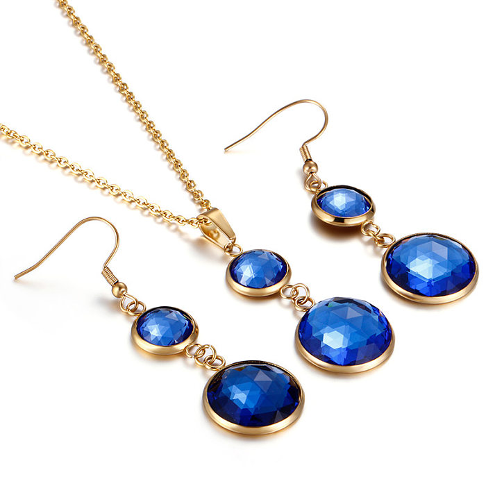 Wish Amazon Sources Pendant Earrings Stainless Steel Women's Multicolor Set Jewelry Wholesale