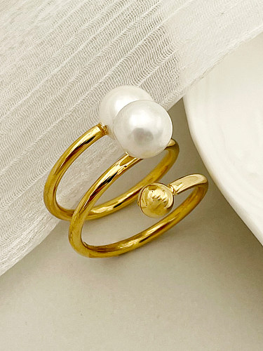 Anneaux de perles artificielles plaqués or ronds en acier inoxydable de style moderne en vrac