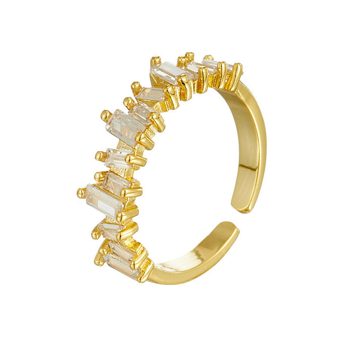 Joyería de moda Micro-set Zircon en forma de onda anillo ajustable con apertura cobre femenino