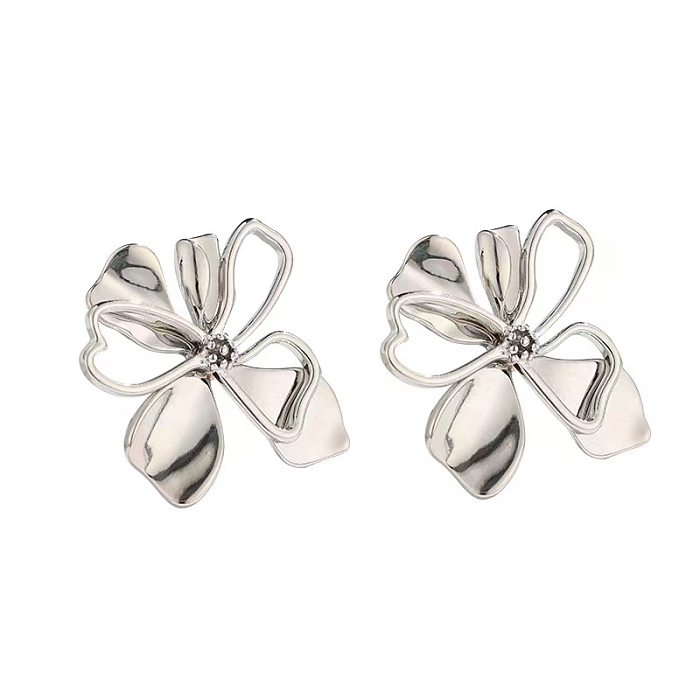1 Pair Classic Style Flower Plating Copper Ear Studs