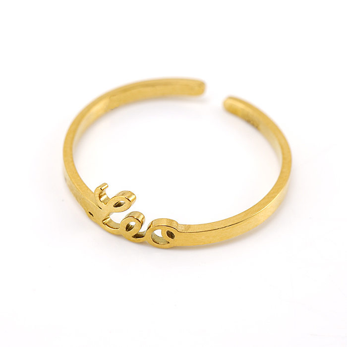 Fashion Letter Constellation Titanium Steel Gold Plated Open Ring