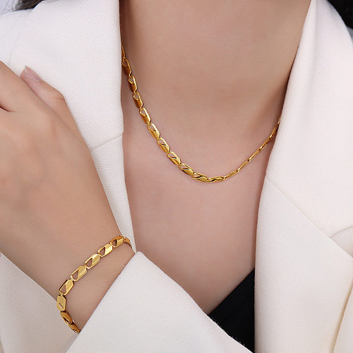 European And American Titanium Steel Plated 18k Gold Chain Necklace Bracelet