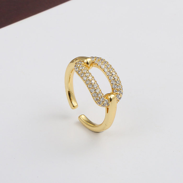 Fashion Geometry Pattern Inlaid Copper Zircon Ring Wholesale