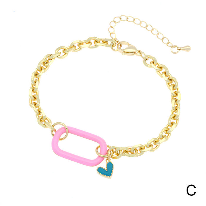 Bracelets en cuivre et émail en forme de cœur, style simple