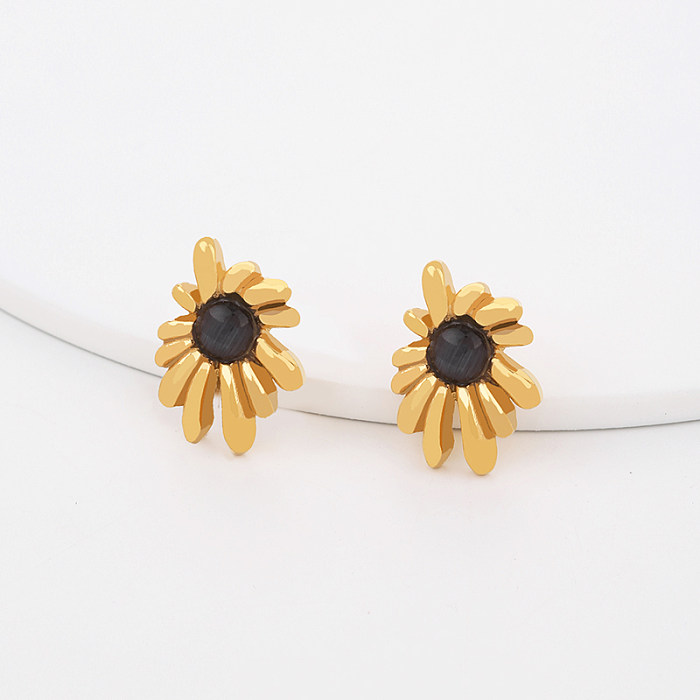 Pastoral Flower Titanium Steel Bracelets Earrings Necklace