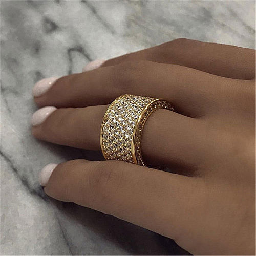 Anéis luxuosos de zircão com incrustações de cobre de cor sólida