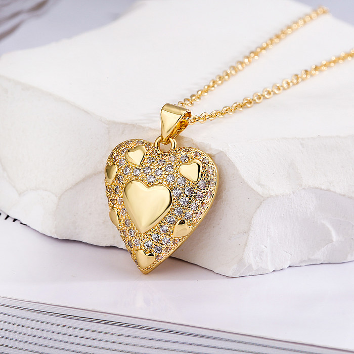 قلادة على شكل قلب بسيطة من النحاس المطلي بالذهب عيار 18 قيراط بكميات كبيرة