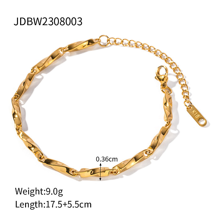 Basic Retro Solid Color Stainless Steel Plating 18K Gold Plated Bracelets Necklace