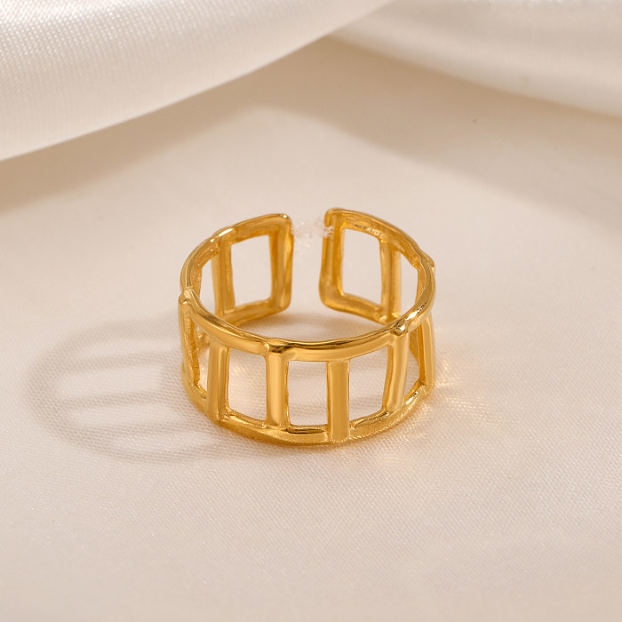 IG Style Solid Color Stainless Steel Plating 18K Gold Plated Open Rings
